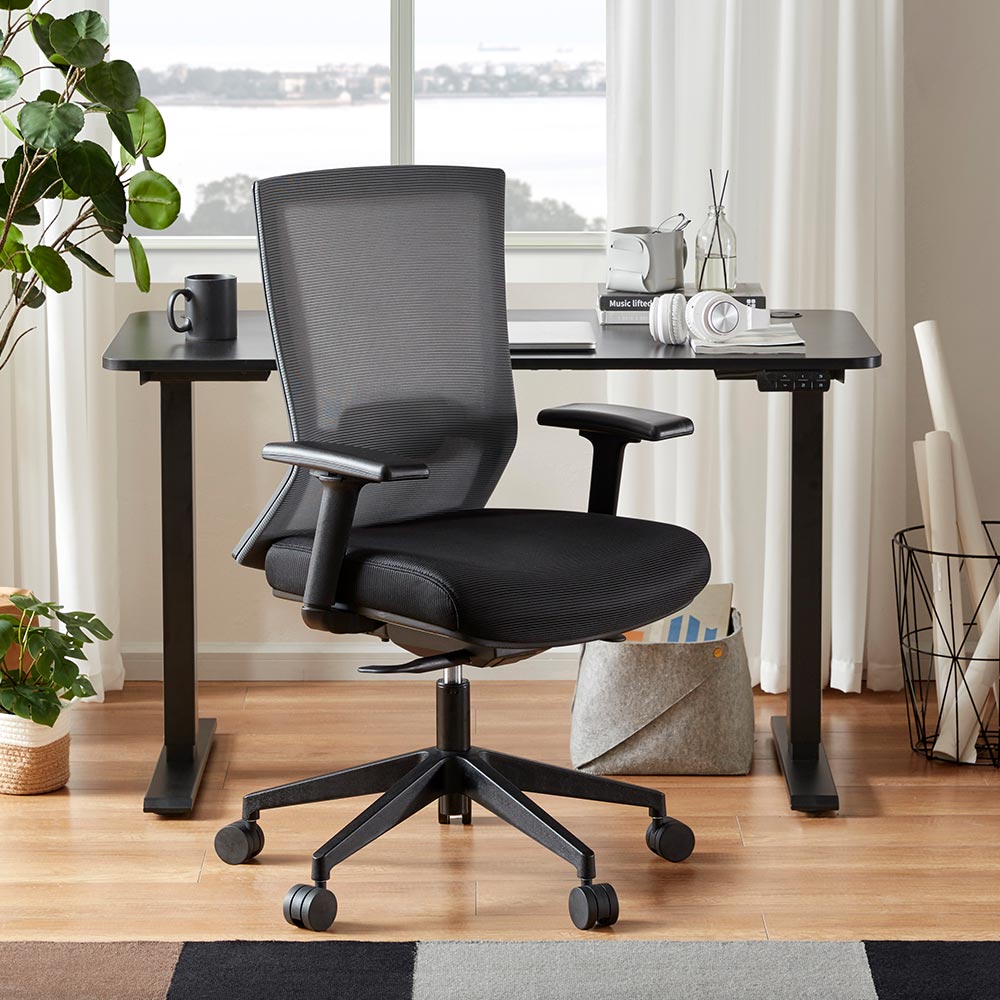 Grey Ergonomic Office Chairs with Lumbar Support and Wheels