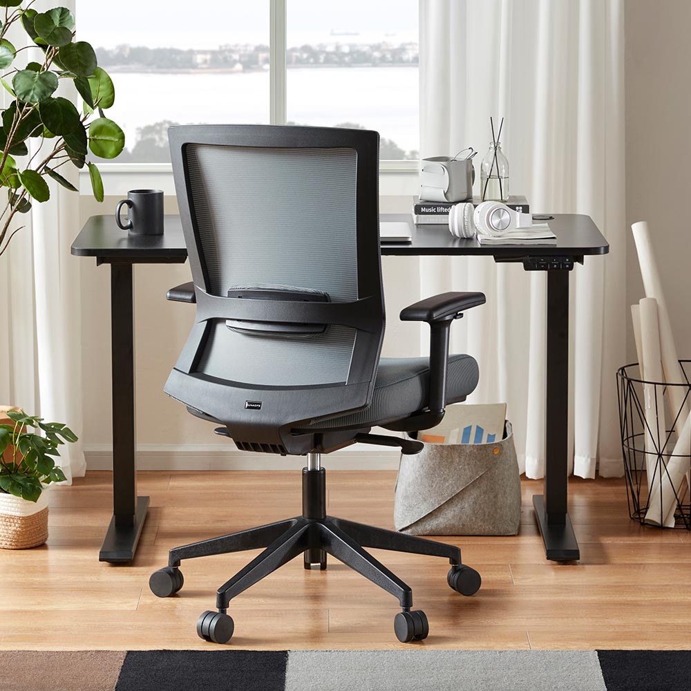 Black Ergonomic Office Chairs with Lumbar Support and Wheels