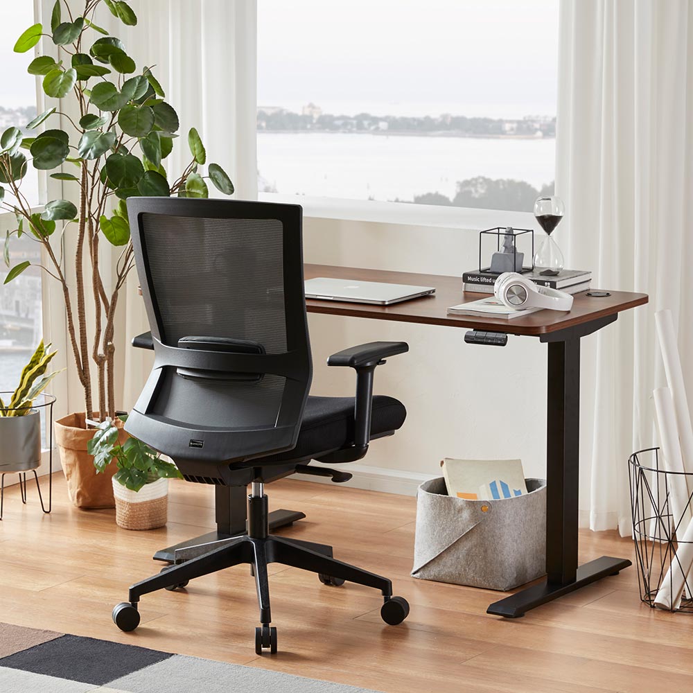 Black Ergonomic Office Chair with Lumbar Support and Wheels
