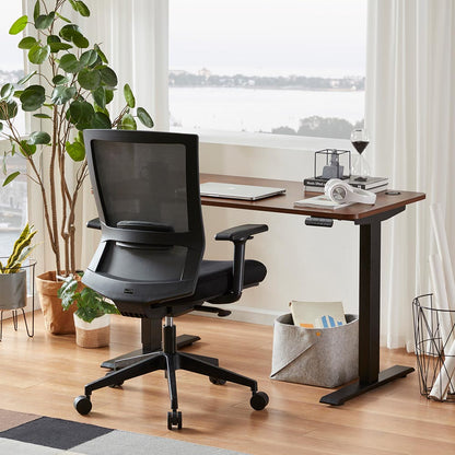 Black Ergonomic Office Chair with Lumbar Support and Wheels