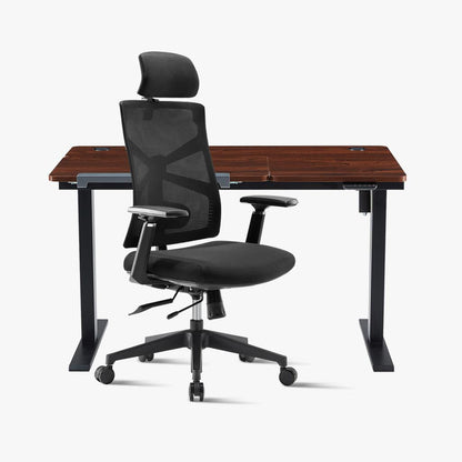 Sunaofe Black Ergonomic Office Chair and Adjustable Desk