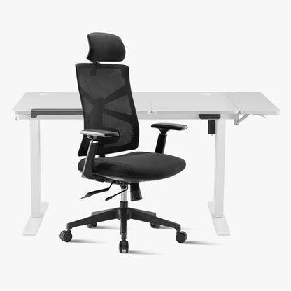 Sunaofe Ergonomic Mesh Office Chair White Standing Desk