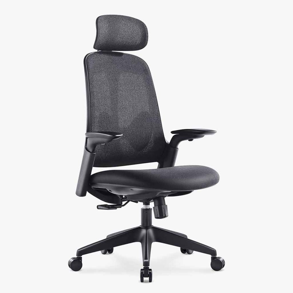 Sunaofe Ergonomic Office Chair Black Mesh Three Quarter View