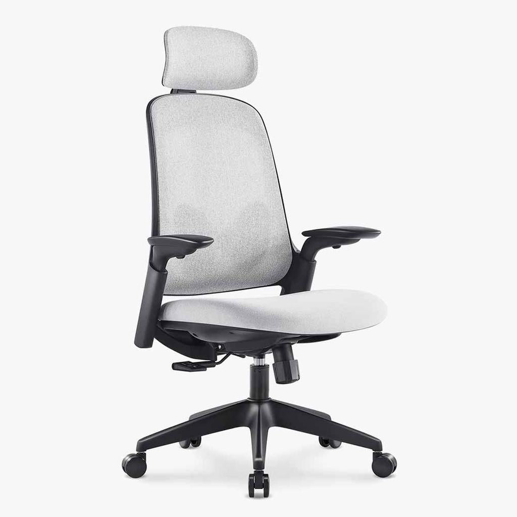 Sunaofe Ergonomic Office Chair Gray Mesh Three Quarter View