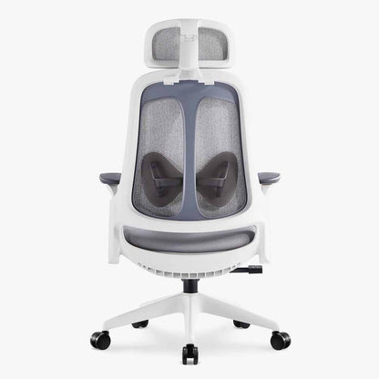 Sunaofe Ergonomic Office Chair Gray White Mesh Rear View