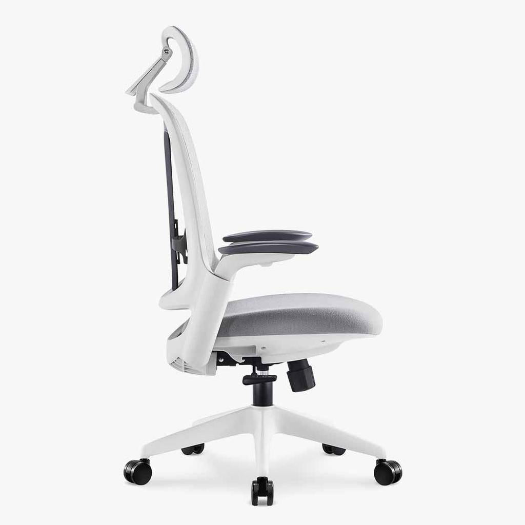 Sunaofe Ergonomic Office Chair Gray White Mesh Side View