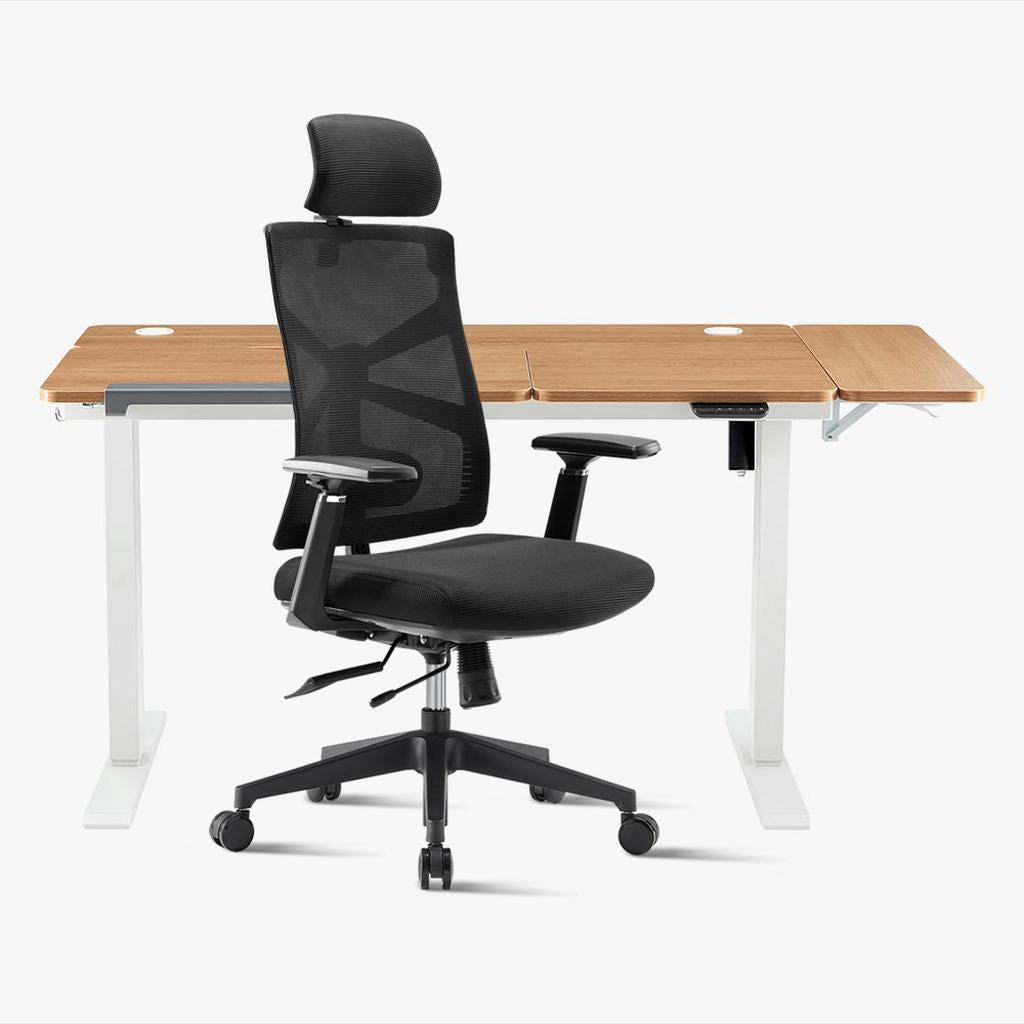Sunaofe Ergonomic Office Chair Light Wood Standing Desk