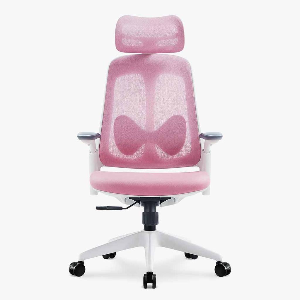 Sunaofe Ergonomic Office Chair Pink Mesh Front View