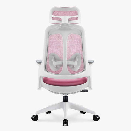 Sunaofe Ergonomic Office Chair Pink Mesh Rear View