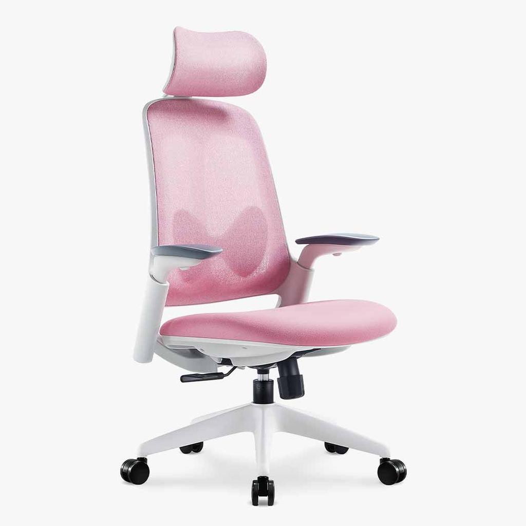 Sunaofe Ergonomic Office Chair Pink Mesh Three Quarter View