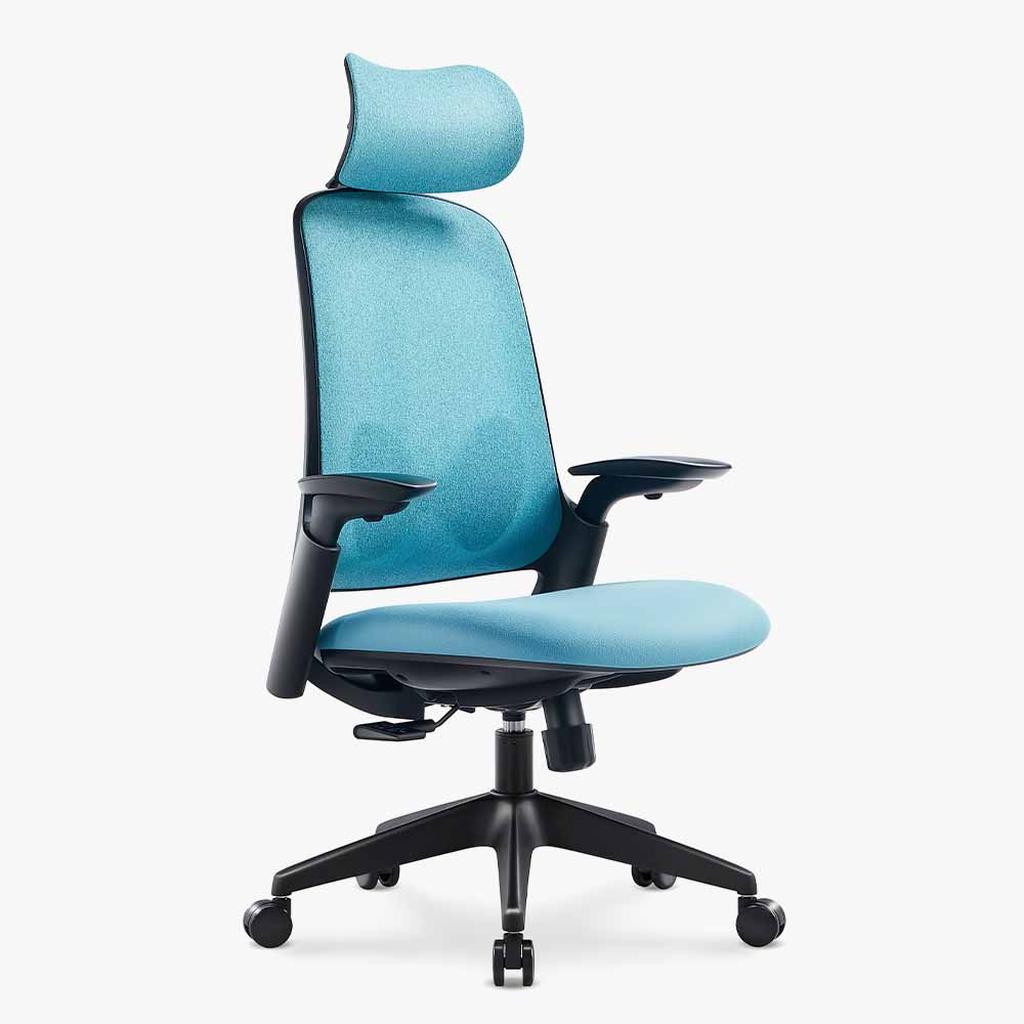 Sunaofe Ergonomic Office Chair Teal Mesh Three Quarter View