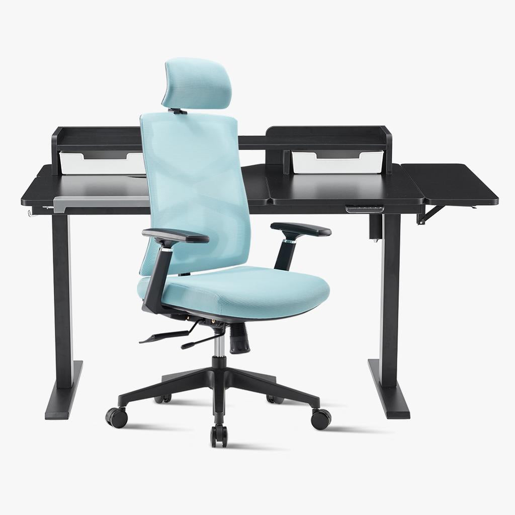 Sunaofe Light Blue Ergonomic Office Chair Black Desk Organizer