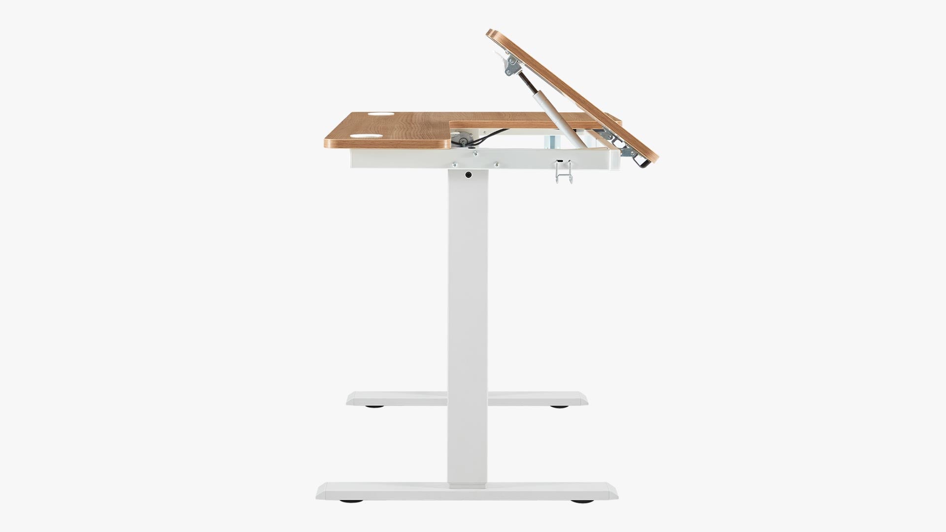 Sunaofe Oak Adjustable Desk with Drafting Table Side View