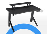 Sunaofe Challenger gaming desk with monitor stand, anti-skid surface, retracting castors, and LED controller