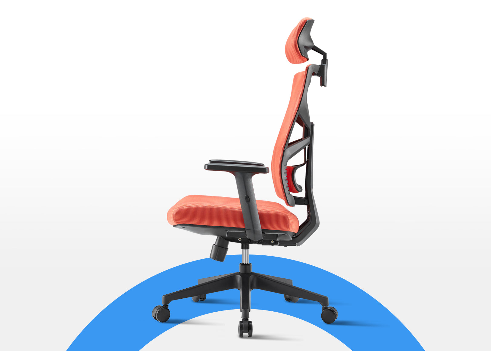 Stay Comfortable and Healthy with Orange Voyager Ergonomic Task Chair: Adjustable Lumbar Support, Lockable Backrest, and Height-Adjustable Armrests